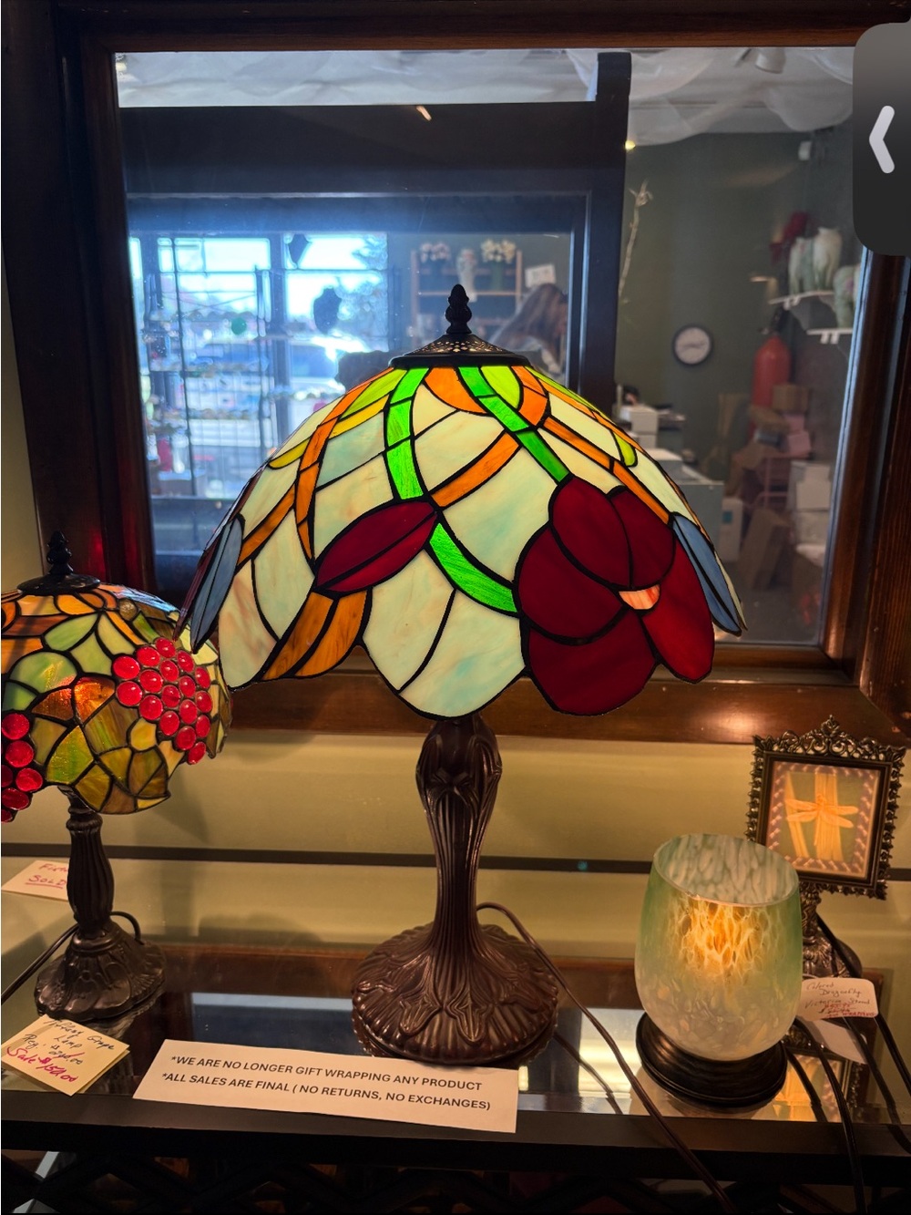Tiffany Red Rose Flower Lamp